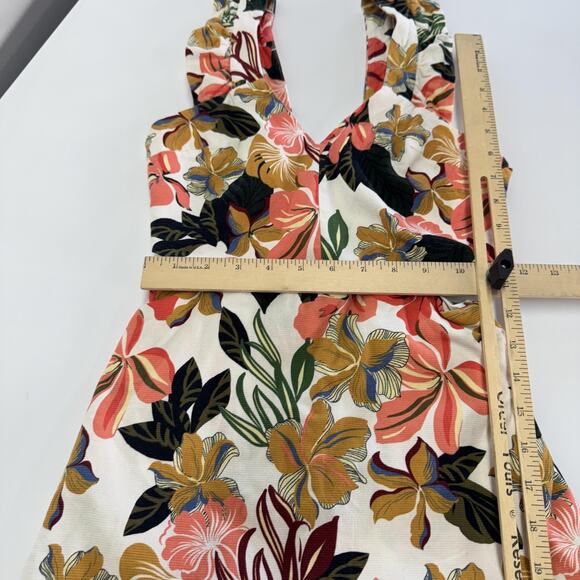 Zara Trafaluc Romper Womens XS Floral Ruffle Strap V Neck Side Zip Resort Summer - Picture 5 of 7